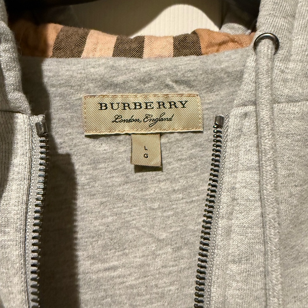 Burberry Light Gray Zip-Up Hoodie - Picture 3 of 4